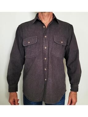 Field & Stream Men’s Large Flannel Button Shirt Gray Heavyweight Outdoor